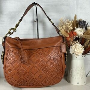 Coach‎ Zoe Acorn Hand Shoulder Hobo Woven Bag Whiskey Brown Limited Edition Rare